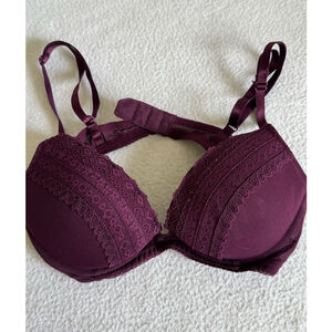 Women's H&M padded lace mesh Bra Size 36A Purple